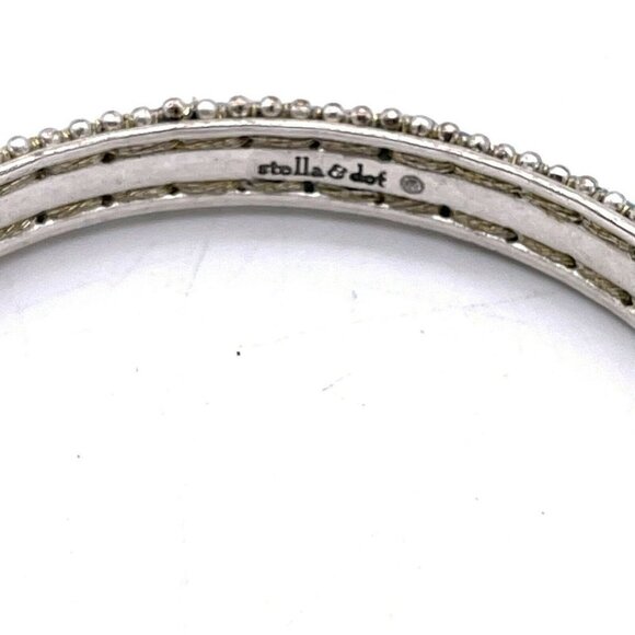 Stella & Dot Women's Braided Cuff Bracelet Tasseled Blue / Silver - Picture 3 of 3